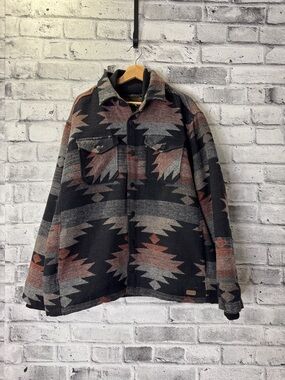 NWT Men's Jachs Navy & Red Aztec Wool Blend Shirt Jacket